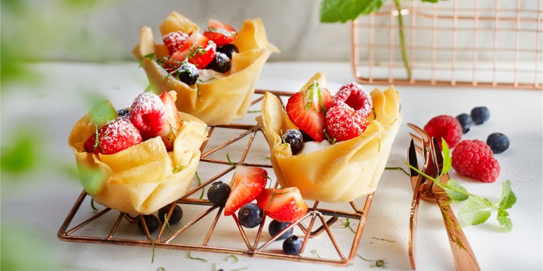 Fruitsaladebakjes met mascarpone