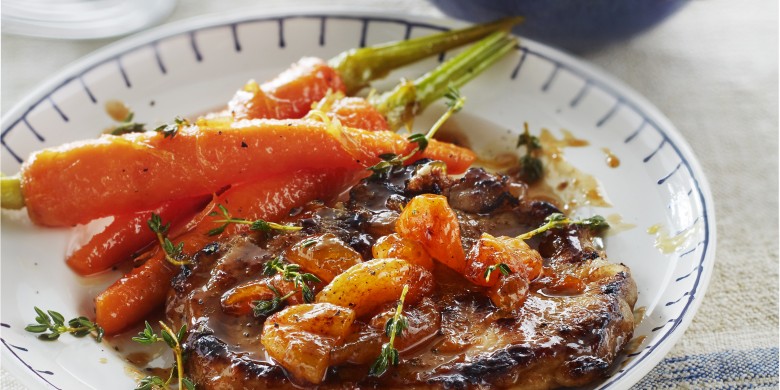 Ribkarbonade met abrikozen-tijmjus