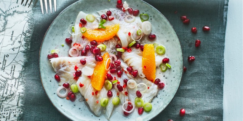 Ceviche van kabeljauw met sinaasappel