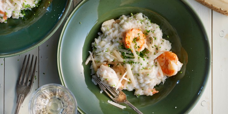Risotto met garnalen en bieslook