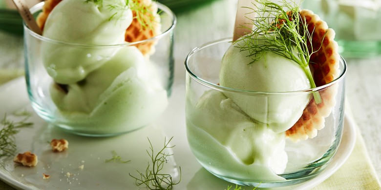 Venkelsorbet met munt en citrus