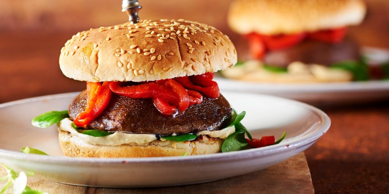 Portobelloburger met gegrilde paprika
