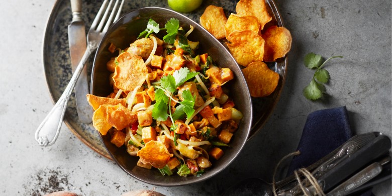 Zoete-aardappelcurry met kip