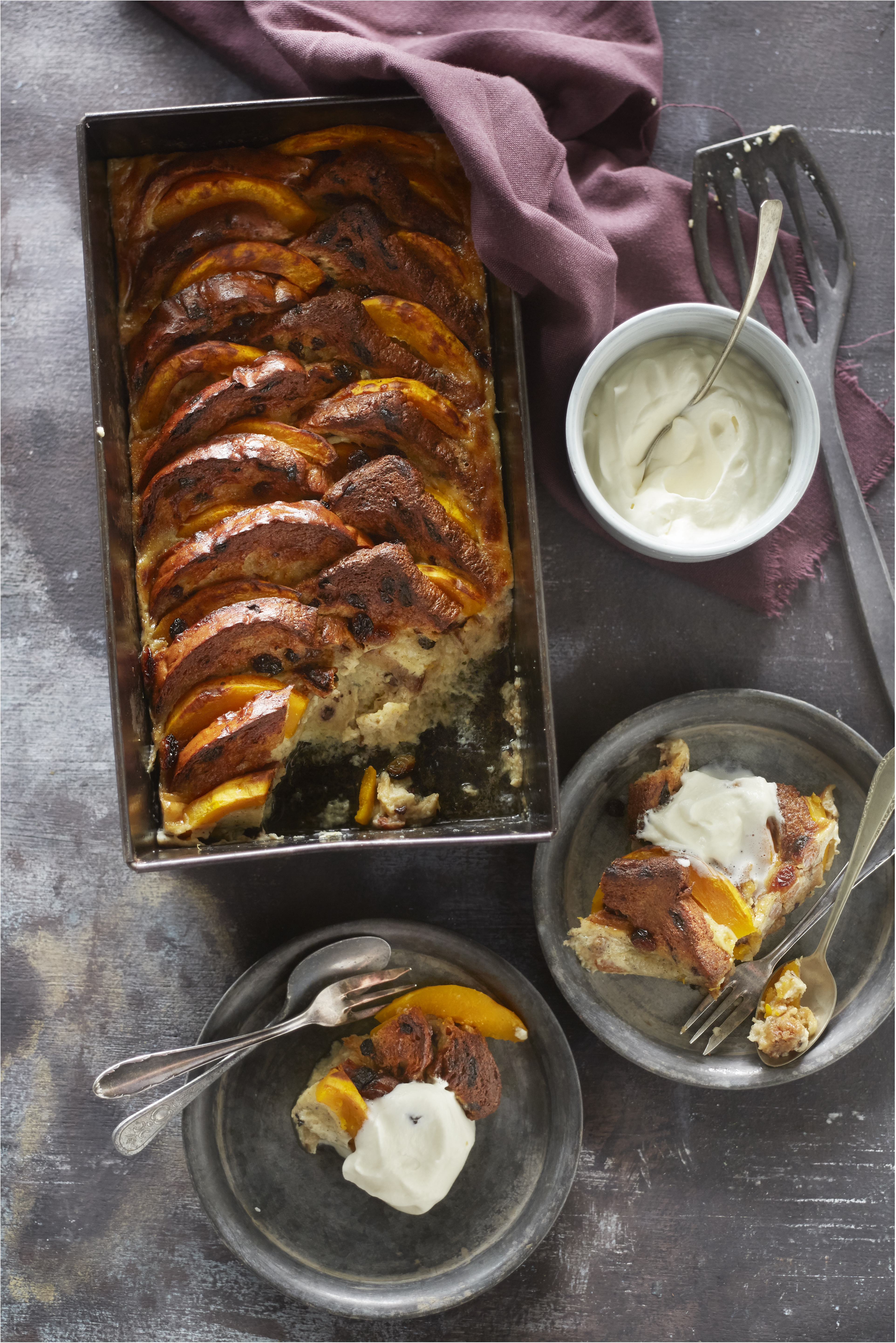 Pompoenbroodpudding met rozijnen