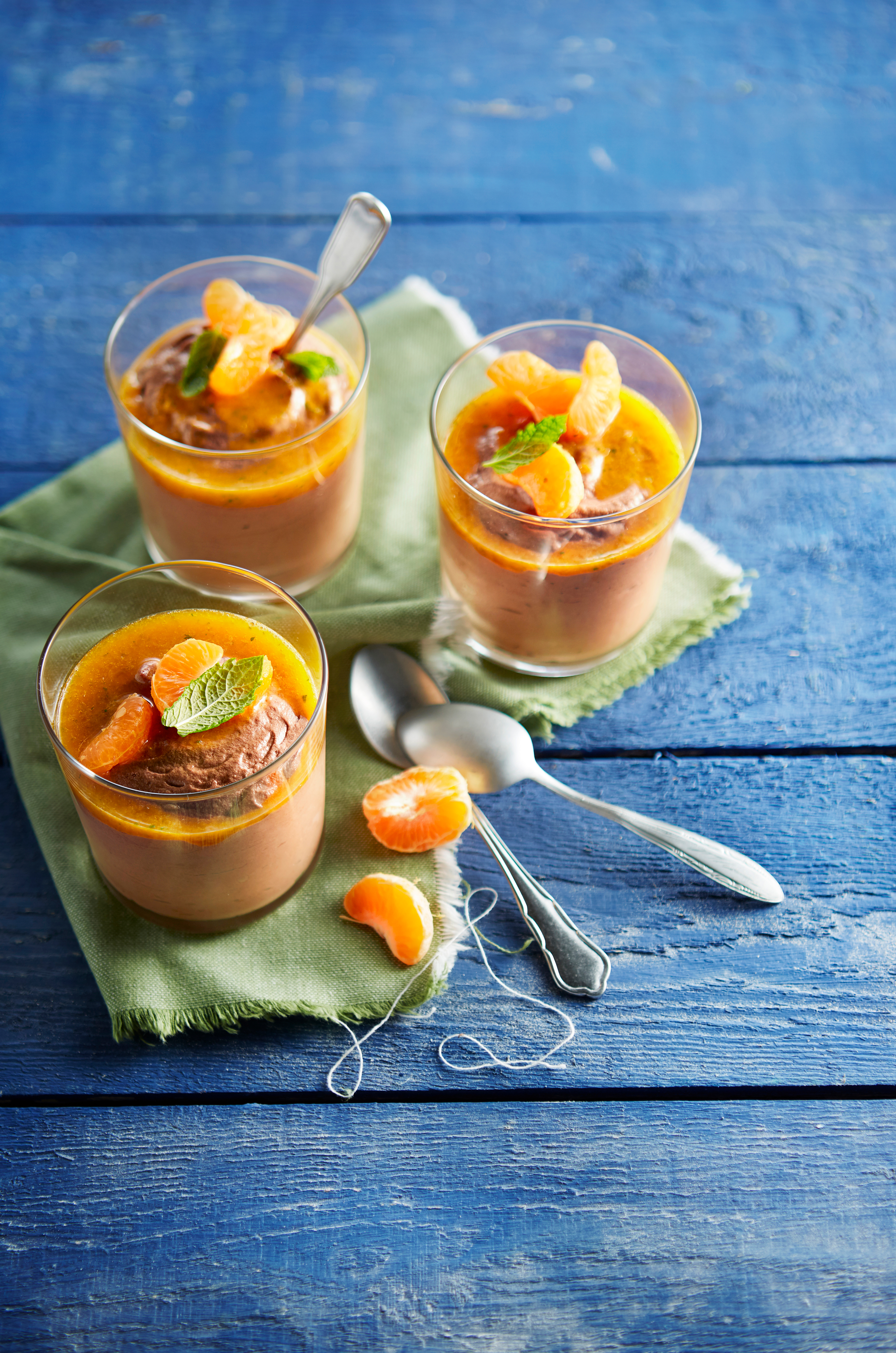 Chocolademousse met mandarijn-muntsaus