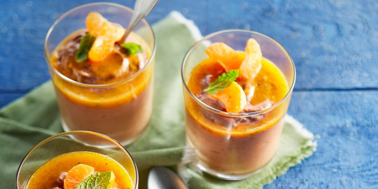 Chocolademousse met mandarijn-muntsaus