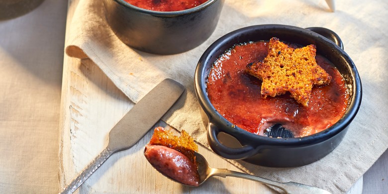 Crème brûlée van paté met kruidkoekcrouton