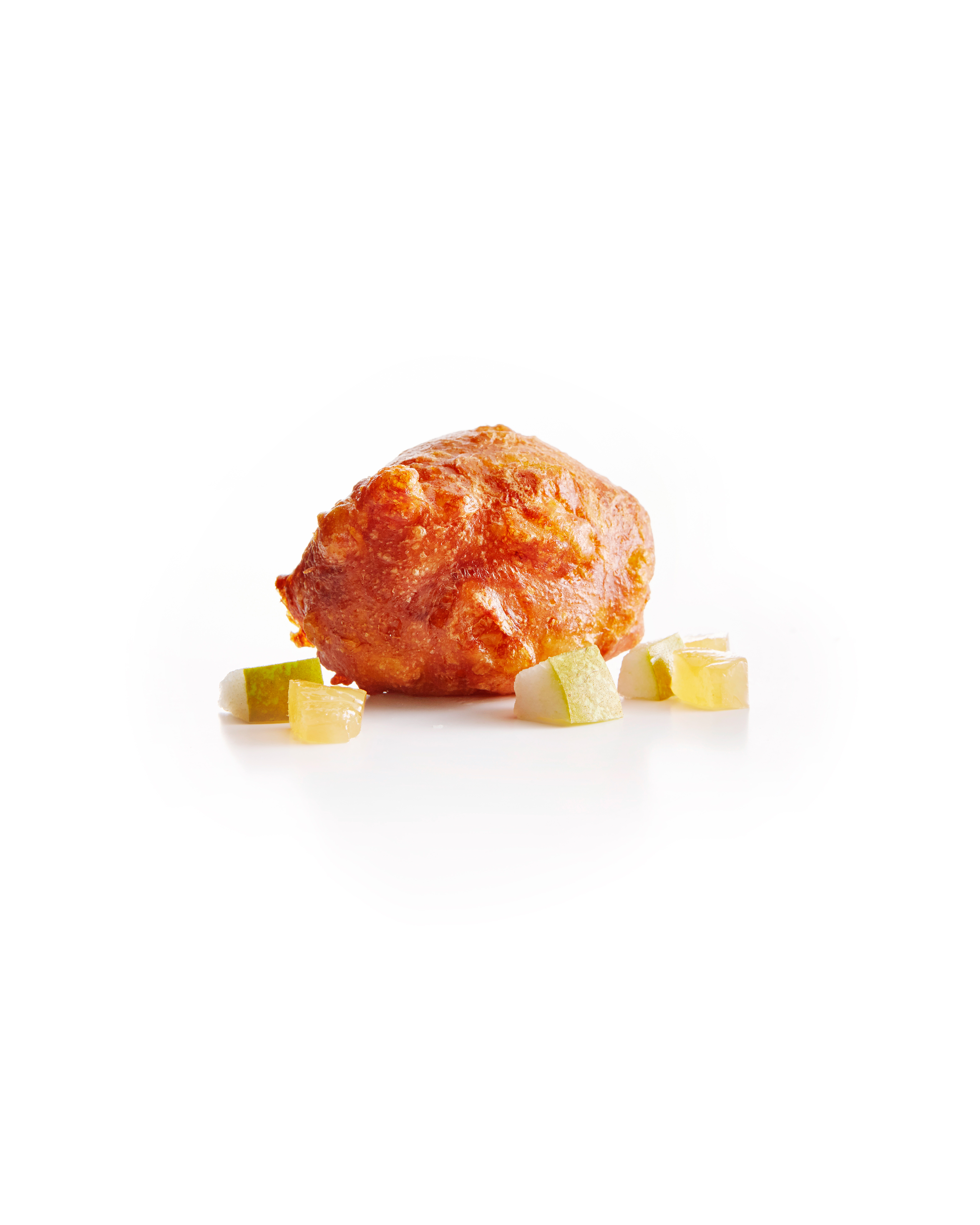 Oliebollen met peer en gekonfijte gember