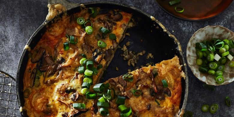 Aardappelfrittata met paddenstoelen