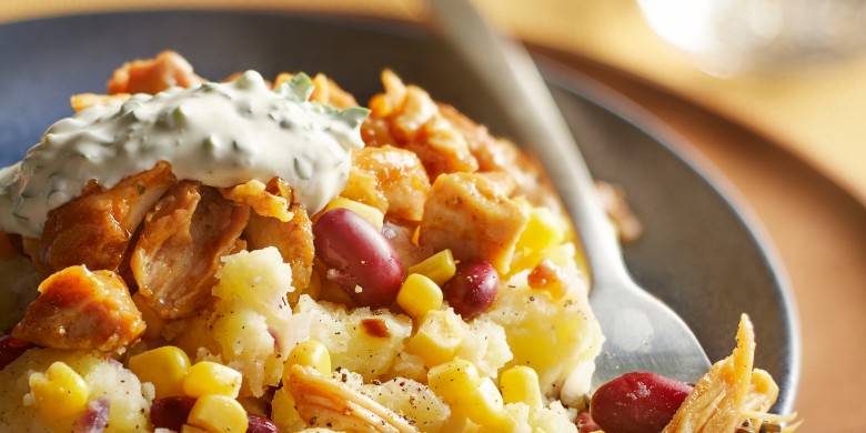 Mexicaanse stamppot met pulled chicken