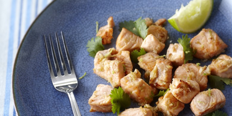 Geroerbakte zalm met limoen en gember