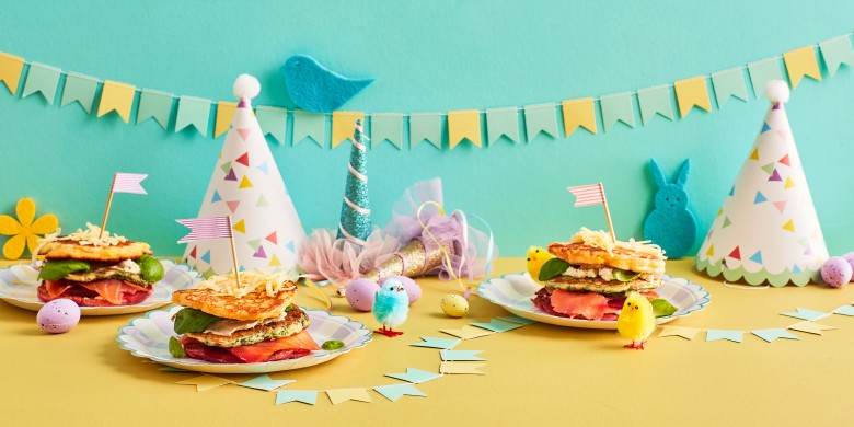 Hartige pancake 'clubsandwich'