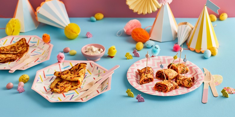 Kruidige pannenkoek met tomaat en salami
