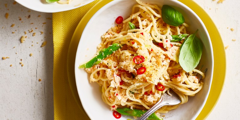 Spaghetti met citroen en krab