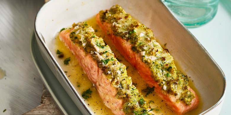 Zalm met olijven en sinaasappel
