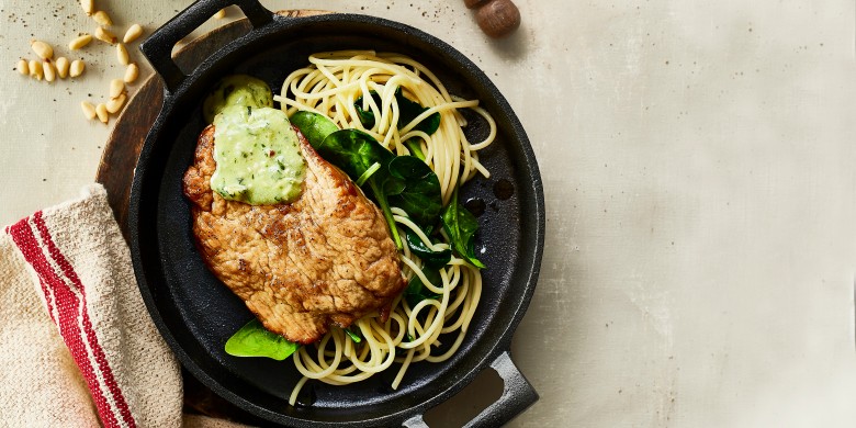 Schnitzel met pestosaus
