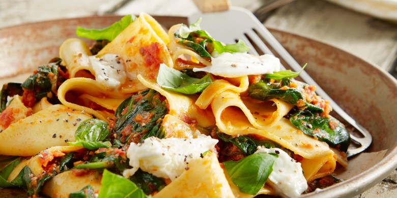 Lasagnette met tomatensaus en mozzarella