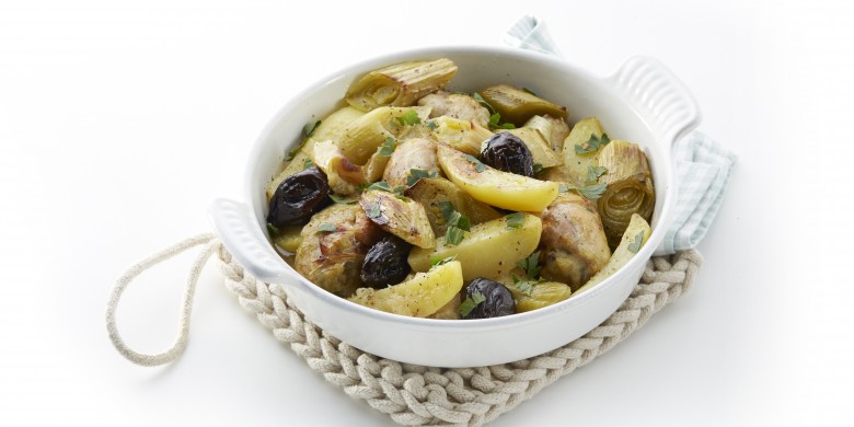 Drumsticks met prei en pruimen