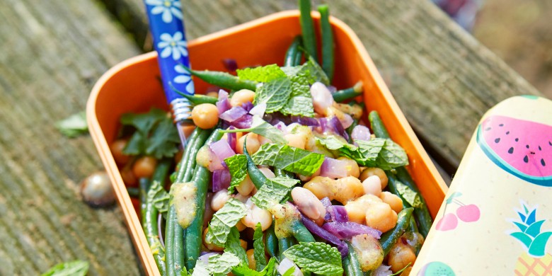 Frisse boontjessalade met munt en koriander