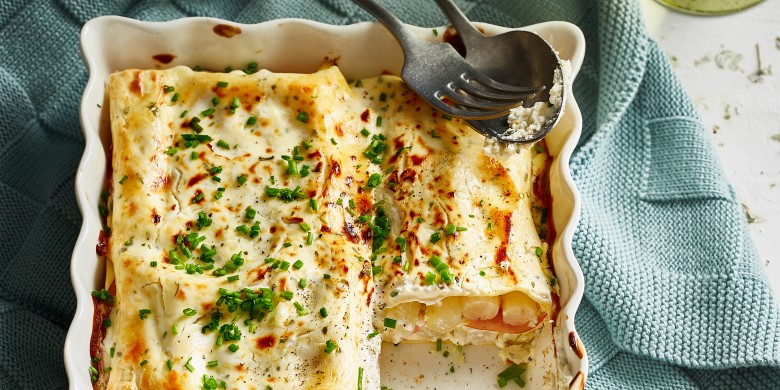 Mini-lasagne met asperges, ham en geitenkaas