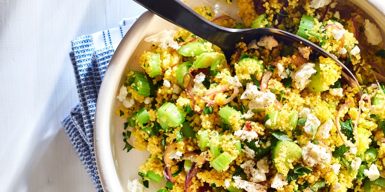 Couscous met bleekselderij en rozijnen