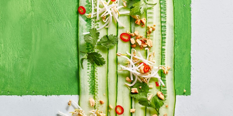 Komkommersalade met gember-sesamdressing