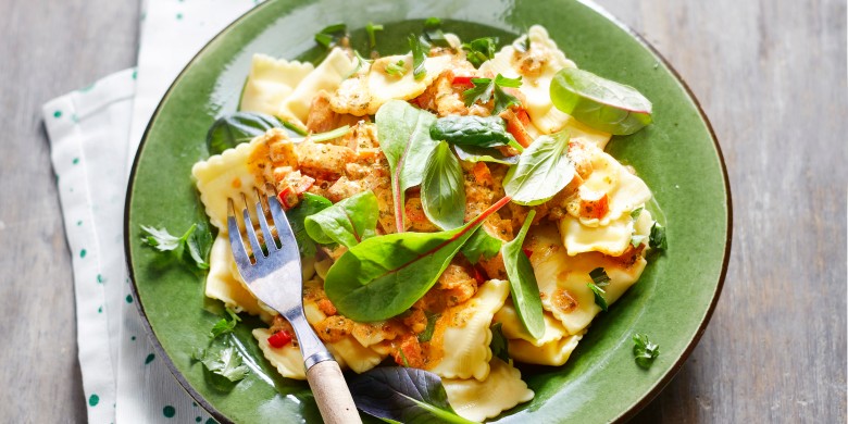 Ravioli met pestosaus