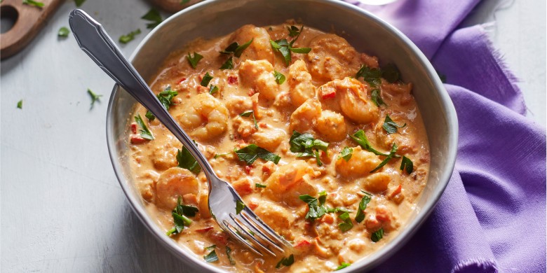 Scampi’s in pittige tomaten-roomsaus