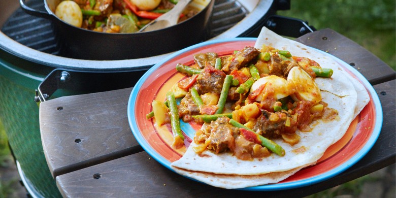 Roti masala met lamsvlees