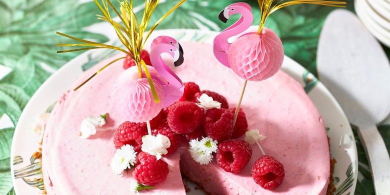 Flamingo-frambozencheesecake