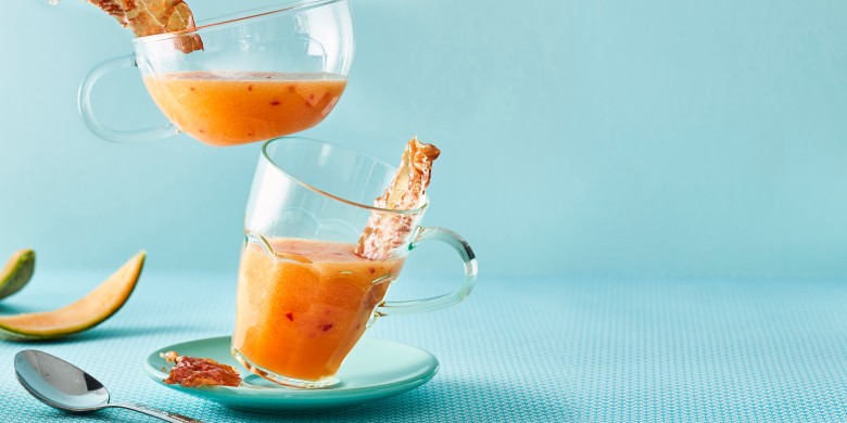 Meloensoep met krokante ham